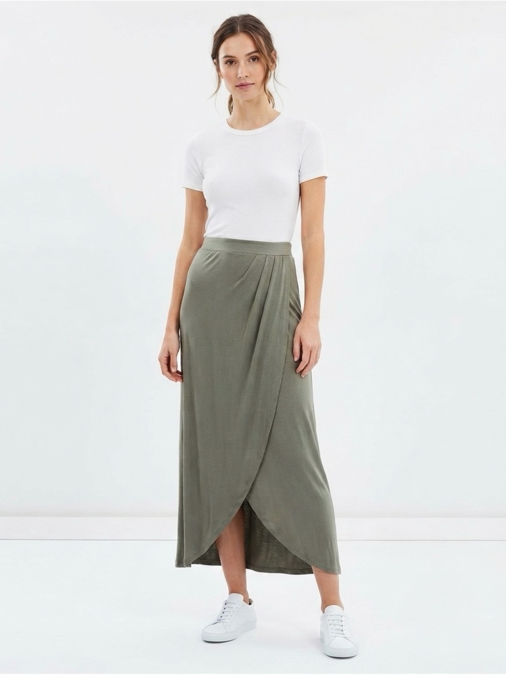 [Free People] Olive Green Faux Wrap Skirt